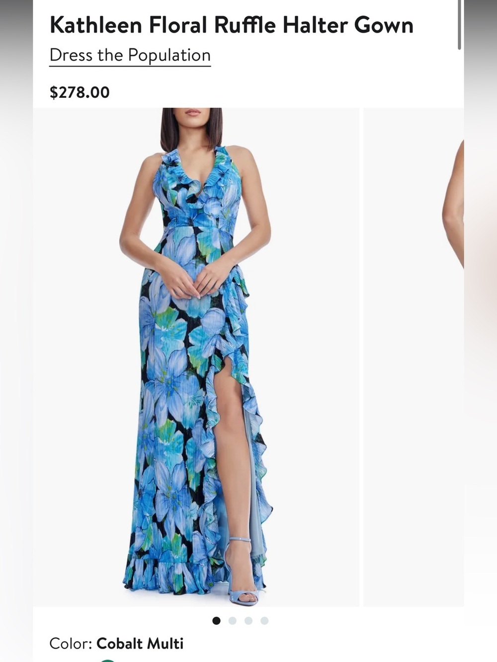 Dress the Population Kathleen Floral Ruffle Halter Gown